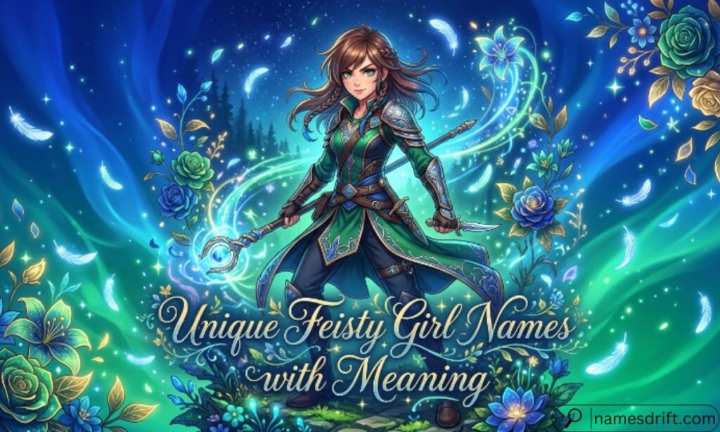 Unique feisty girl names with meaning fantasy anime illustration
