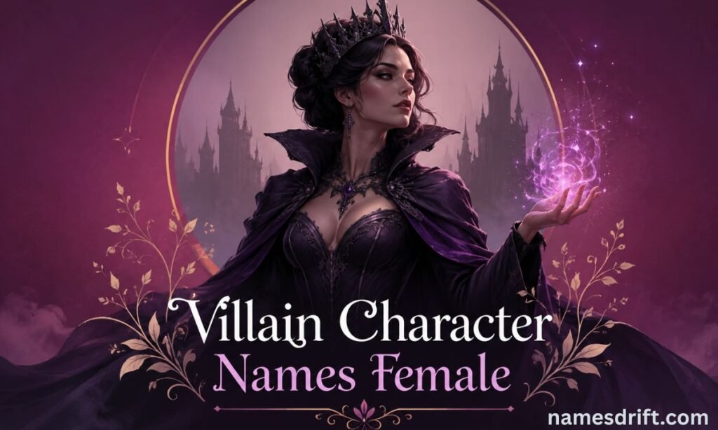  Powerful female villain character surrounded by dark magical energy

