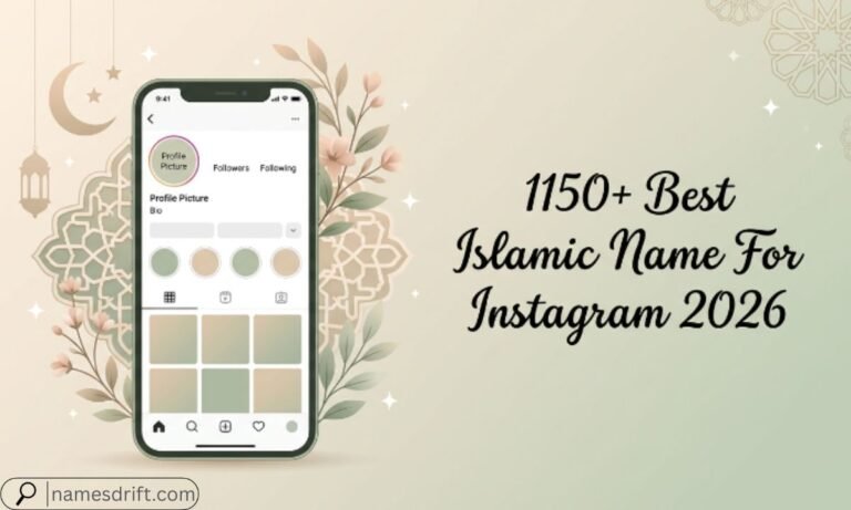 Featured illustration for Islamic Name For Instagram ideas with smartphone and elegant Islamic decorative elements.