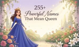 Powerful Names That Mean Queen featured image with elegant royal queen illustration