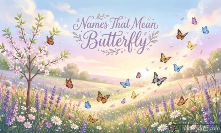 Beautiful butterfly themed featured image for Names That Mean Butterfly article.