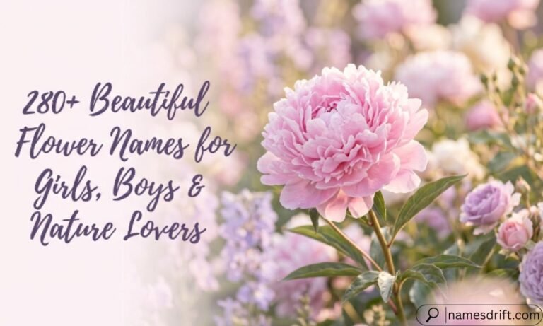Beautiful Flower Names featured images with soft floral backgrounds.