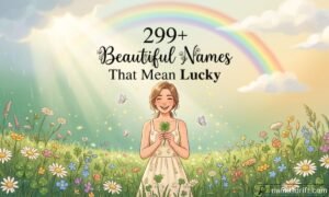 Beautiful Names That Mean Lucky featured image with lucky clover illustration