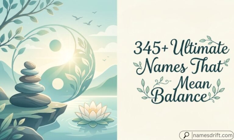 345+ Ultimate Names That Mean Balance featured image with peaceful balanced stones and nature.