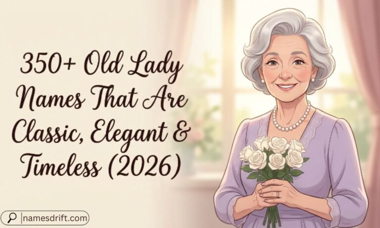 Classic old lady names featured image with an elegant elderly woman.