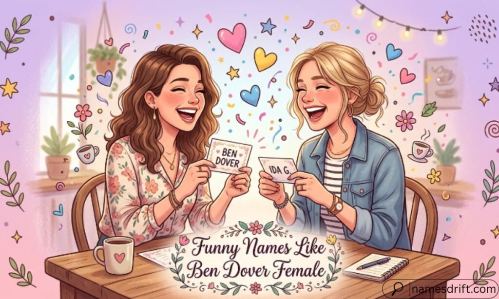 Funny female pun names illustration.