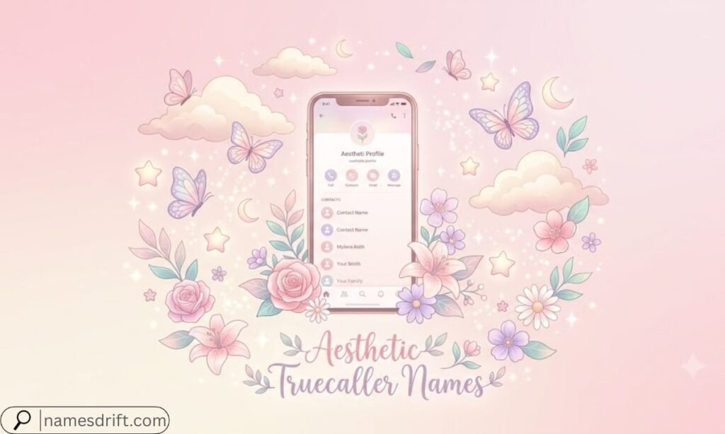 Dreamy illustration for aesthetic Truecaller names.