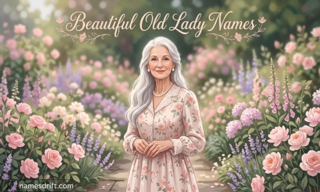 Beautiful old lady names a graceful elderly woman.
