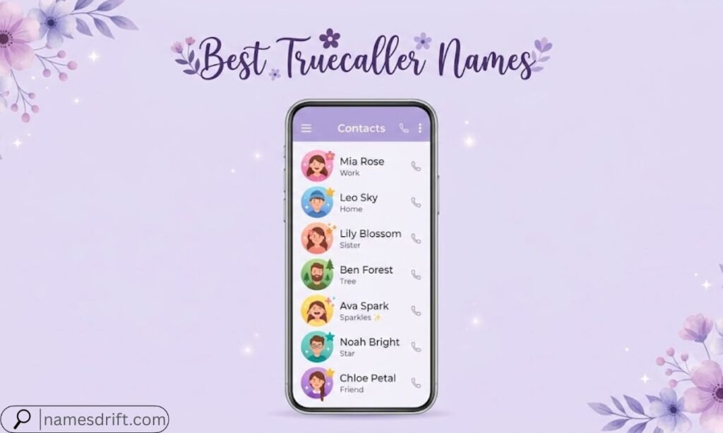 Illustration showing stylish Truecaller contact names.