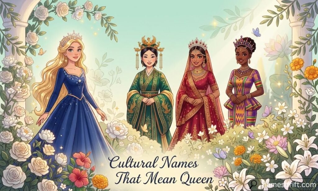 Cultural names that mean queen illustration