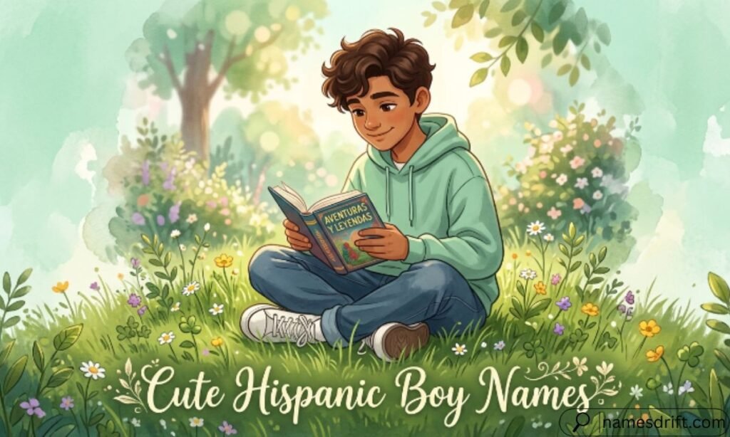 Cute Hispanic Boy Names illustration featuring a smiling Hispanic teenage boy.