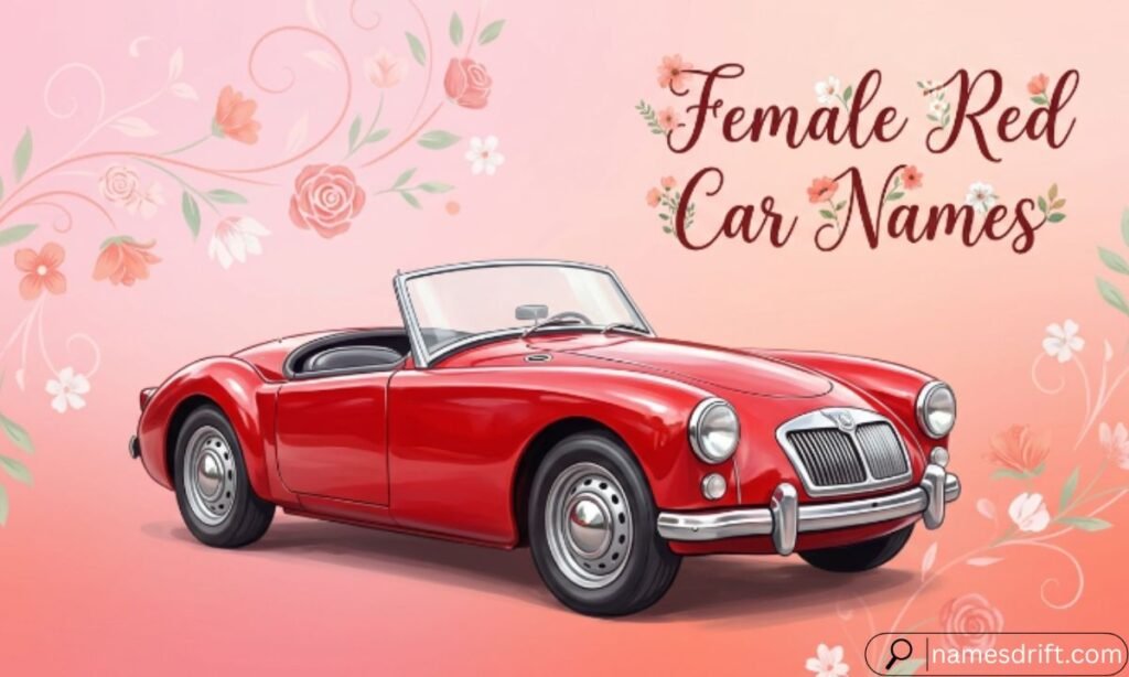  Female Red Car Names with a stylish red convertible.
