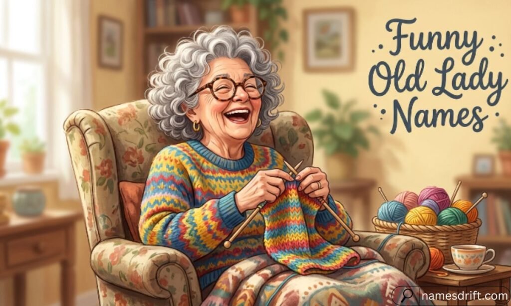 Funny old lady names with a smiling grandmother.