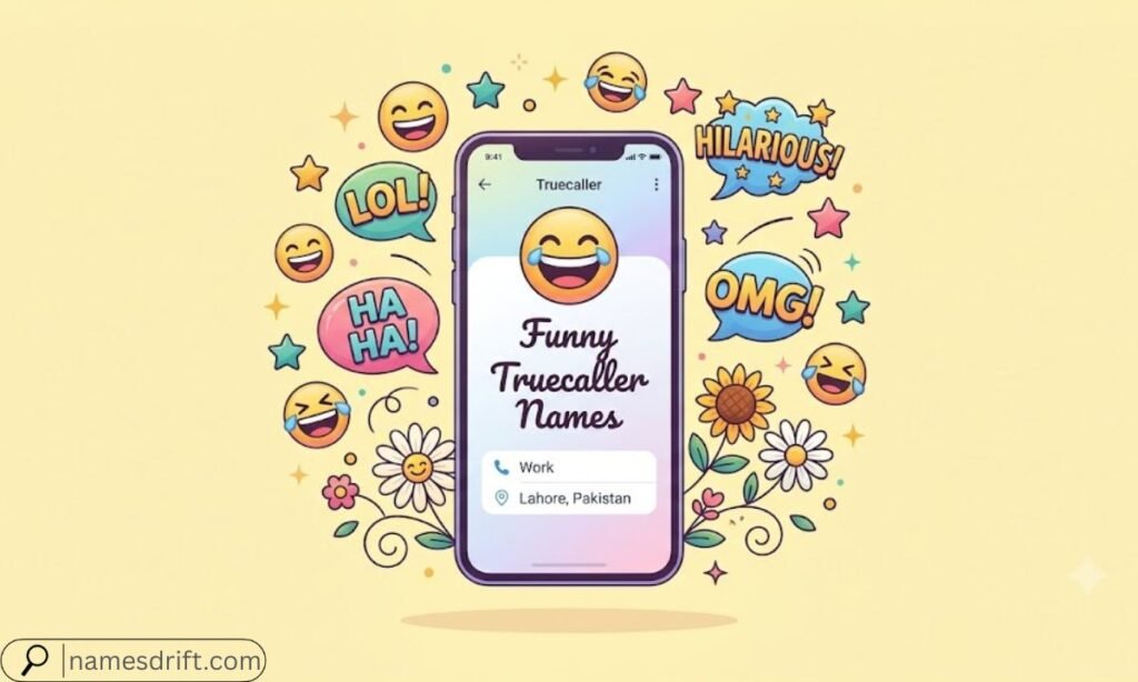 Illustration featuring funny Truecaller name ideas.