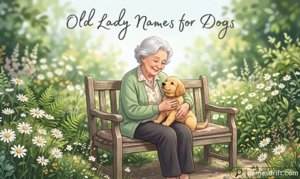 Old lady names for dogs with an elderly woman holding a puppy.