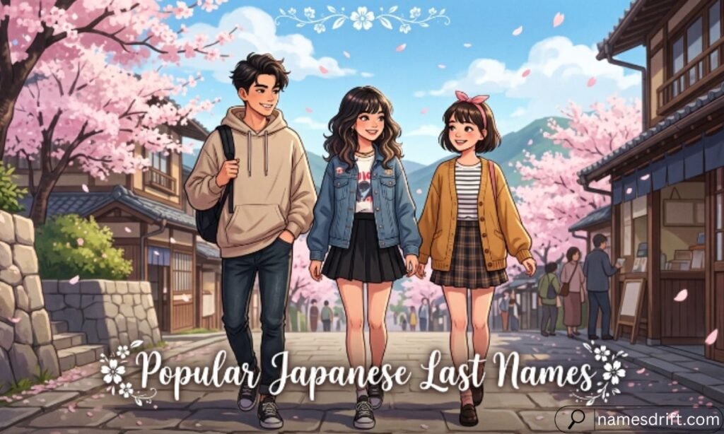 Popular Japanese Last Names illustration.
