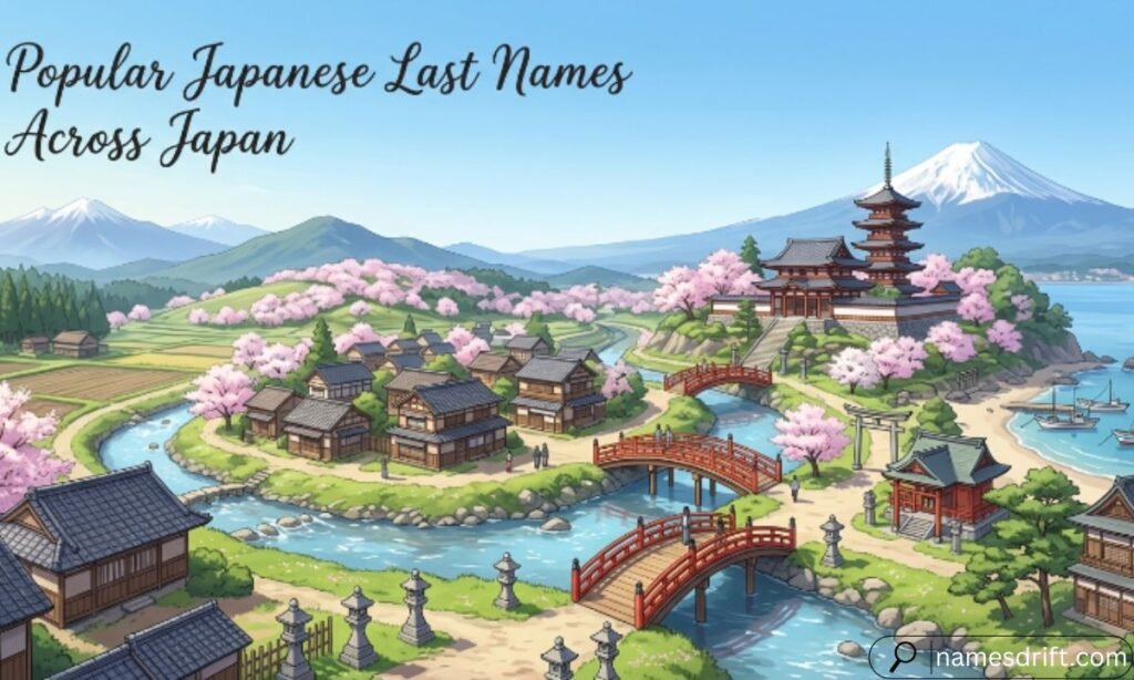 Popular Japanese Last Names Across Japan illustration