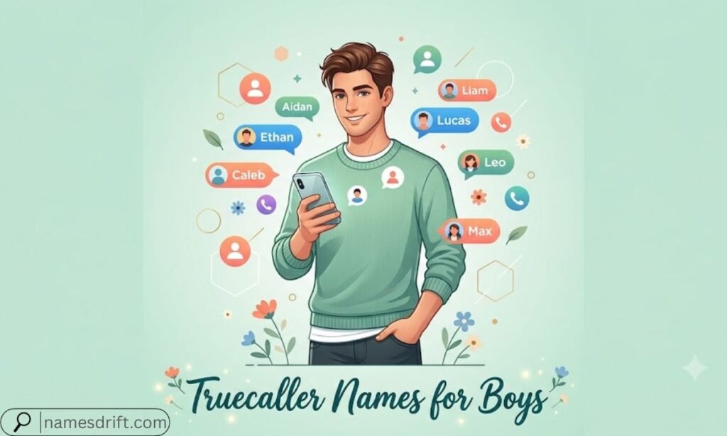 Illustration of stylish Truecaller names for boys.