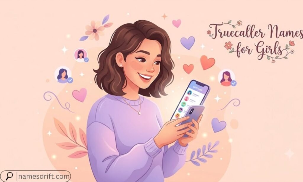 Illustration showing beautiful Truecaller names for girls.
