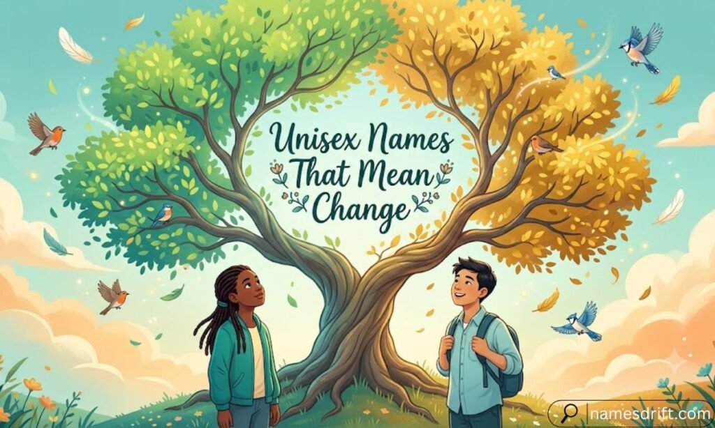 Unisex Names That Mean Change with symbolic transformation tree.
