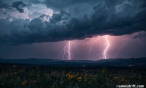 240 Girl names that mean lightning in a dramatic storm