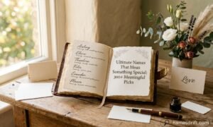 Names That Mean Something with a journal and flowers