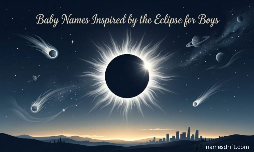  Baby Names Inspired by the Eclipse for Boys with solar eclipse and stars
