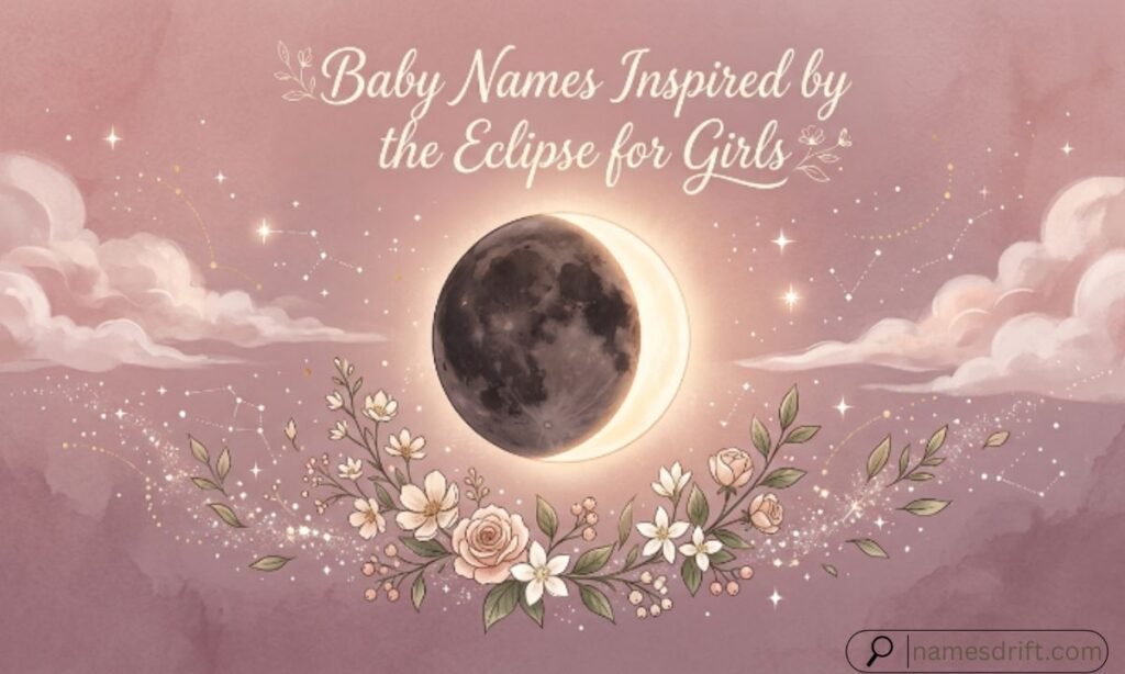 Baby Names Inspired by the Eclipse for Girls with moon and celestial theme
