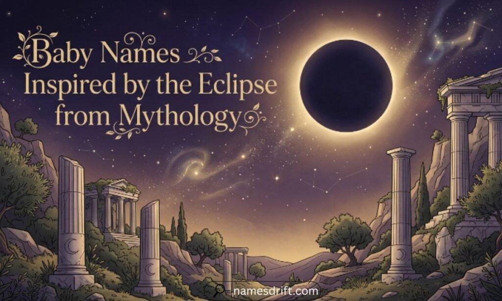 Baby Names Inspired by the Eclipse from Mythology with mystical celestial scene
