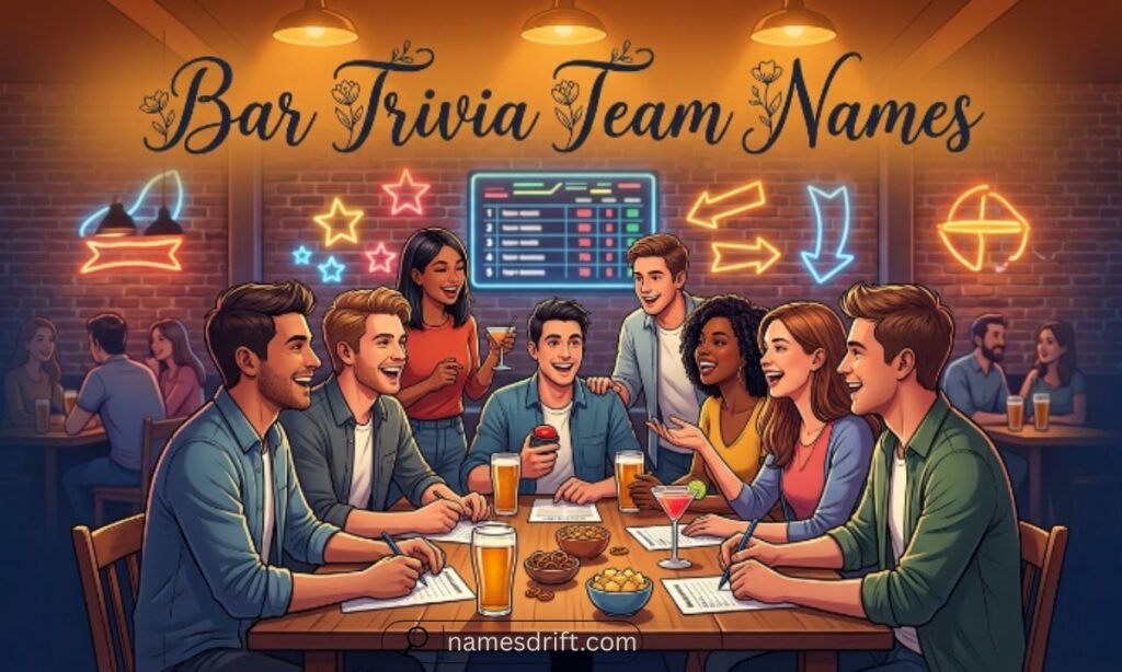 Bar-themed Dirty Trivia Team Names for pub quiz night
