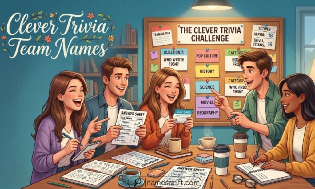 Scoreboard displaying Clever Trivia Team Names
