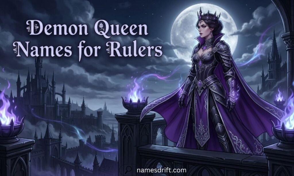Demon queen names for rulers featuring powerful dark fantasy royalty