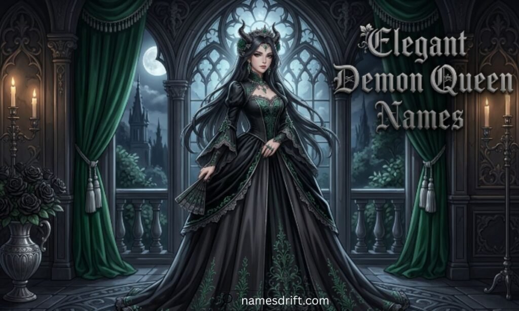 Elegant demon queen names with refined aristocratic dark fantasy character designs