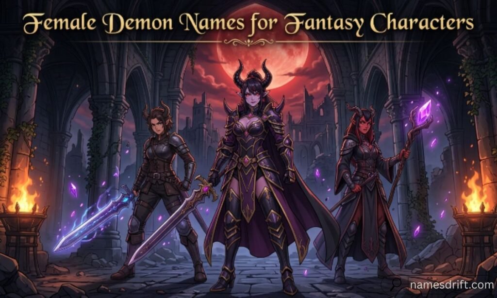 Female demon names for fantasy characters with powerful demon queens and dark magical warriors