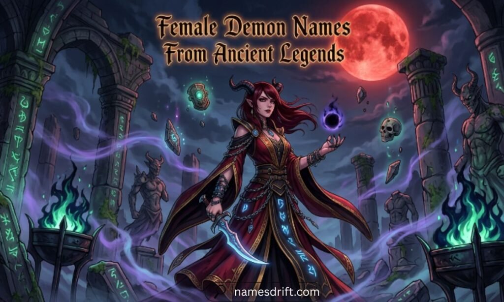 Female demon names from ancient legends featuring mystical dark beings