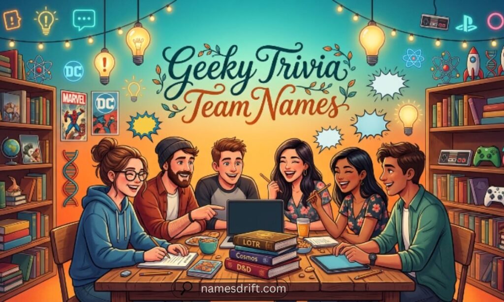 Geeky Clever Trivia Team Names inspired by science and gaming
