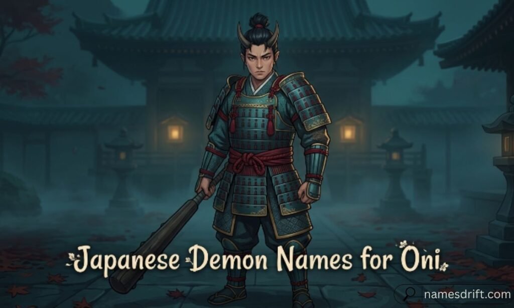 Japanese demon names for oni featuring traditional horned Japanese demon characters