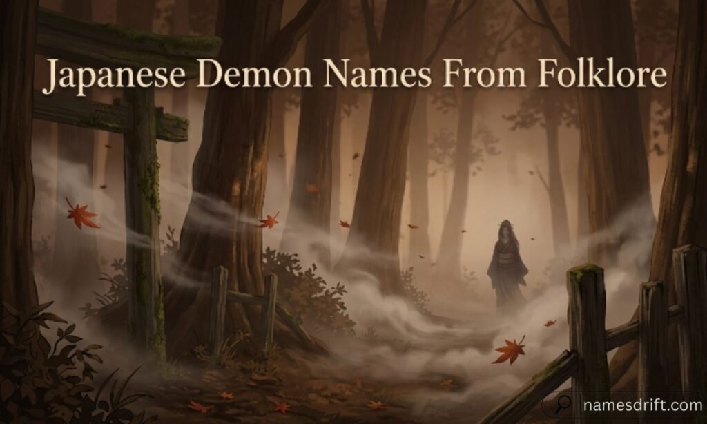 Japanese demon names from folklore featuring traditional Japanese mythical creatures