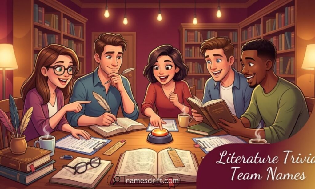 Literature-themed Clever Trivia Team Names for book lovers