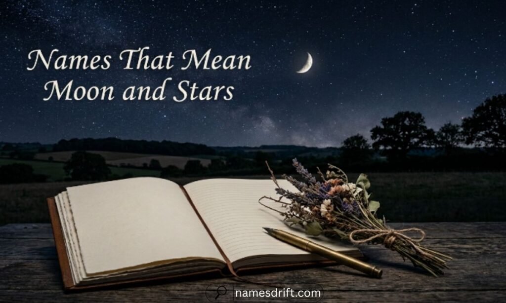 Names That Mean Moon and Stars under a crescent moon