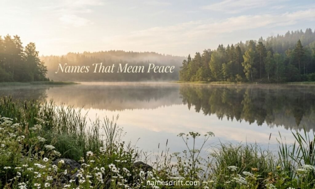 Names That Mean Peace with a calm lake