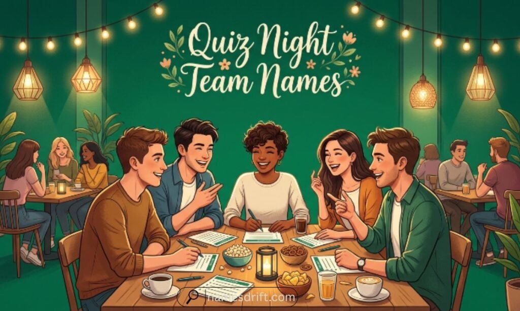 Friends enjoying quiz night with the Best Trivia Team Names
