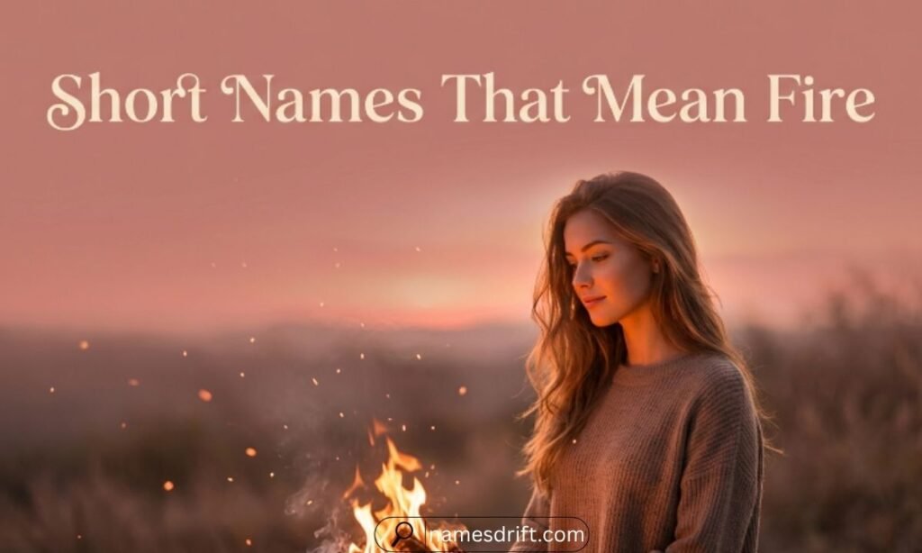 Short Names That Mean Fire represented by a girl near warm flames